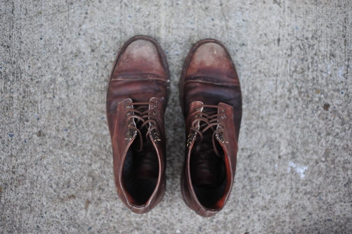 Photo by Shawn on March 6, 2023 of the Grant Stone Cap Toe Boot in D'Annonay Choco Rusticalf.