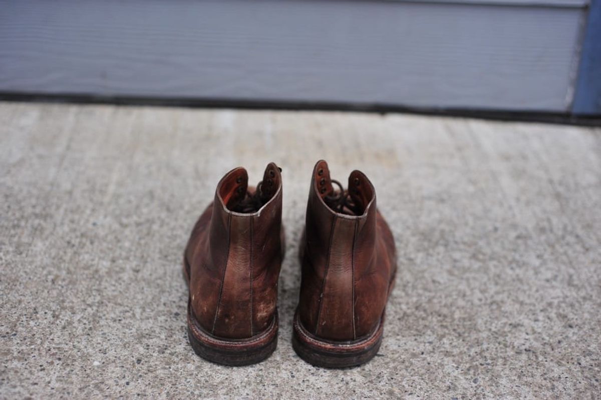 Photo by Shawn on April 2, 2023 of the Grant Stone Cap Toe Boot in D'Annonay Choco Rusticalf.
