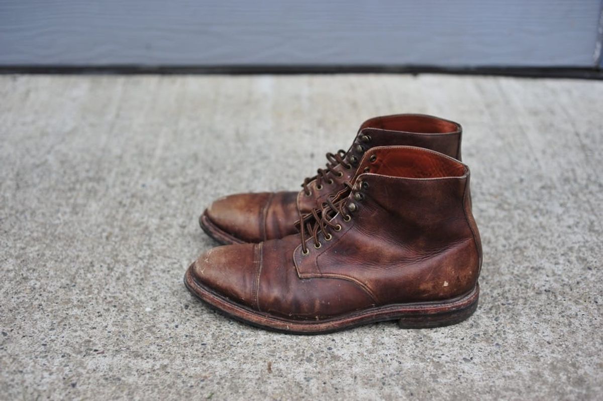 Photo by Shawn on April 2, 2023 of the Grant Stone Cap Toe Boot in D'Annonay Choco Rusticalf.