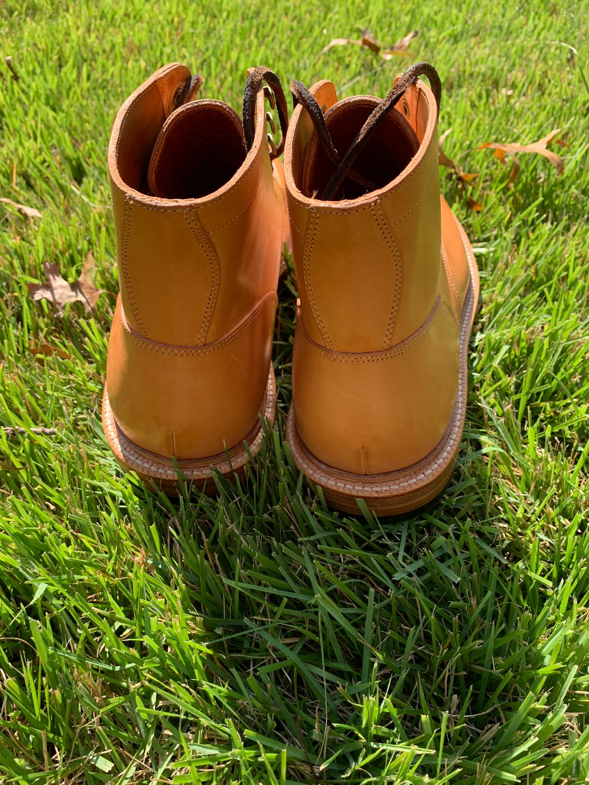 Photo by baltbootguy on October 3, 2023 of the Grant Stone Ottawa Boot in Badalassi Carlo Natural Minerva.