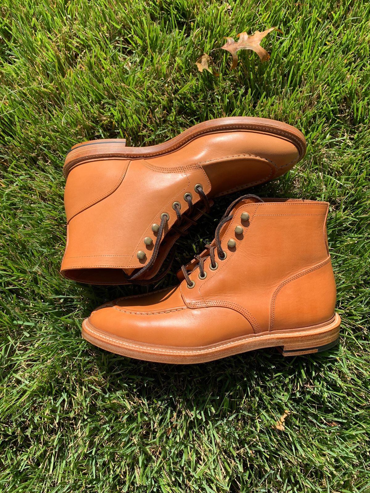 Photo by baltbootguy on October 3, 2023 of the Grant Stone Ottawa Boot in Badalassi Carlo Natural Minerva.