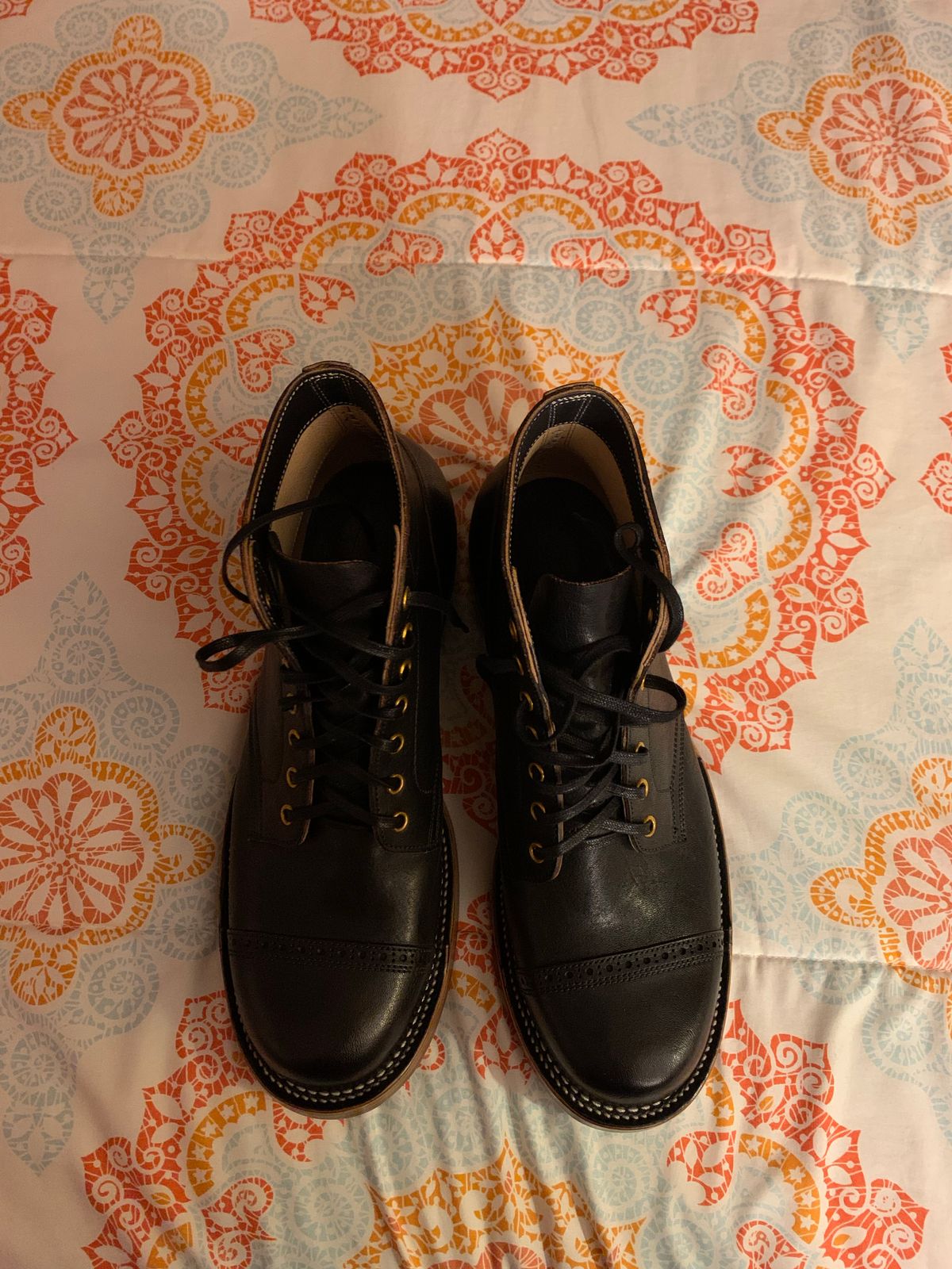 Photo by baltbootguy on October 5, 2022 of the Iron Boots Unlisted Model in Maryam Black Hand-Dyed Horsehide.