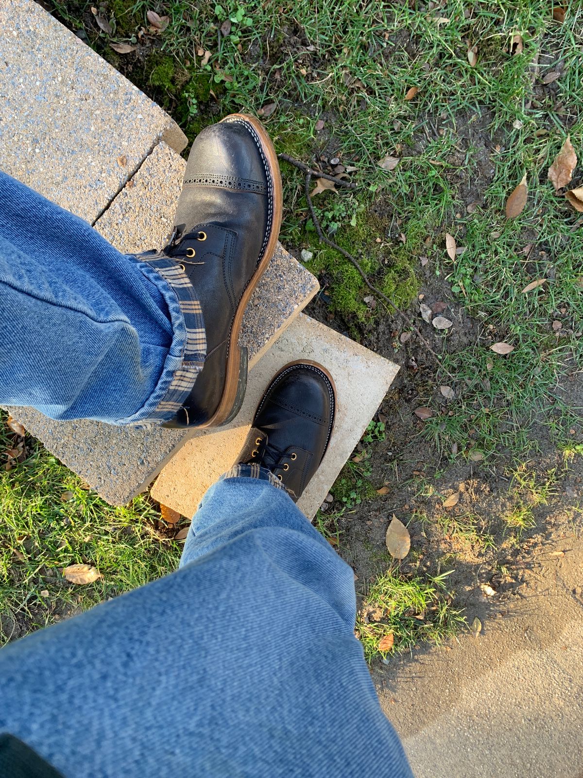 Photo by baltbootguy on December 5, 2022 of the Iron Boots Unlisted Model in Maryam Black Hand-Dyed Horsehide.