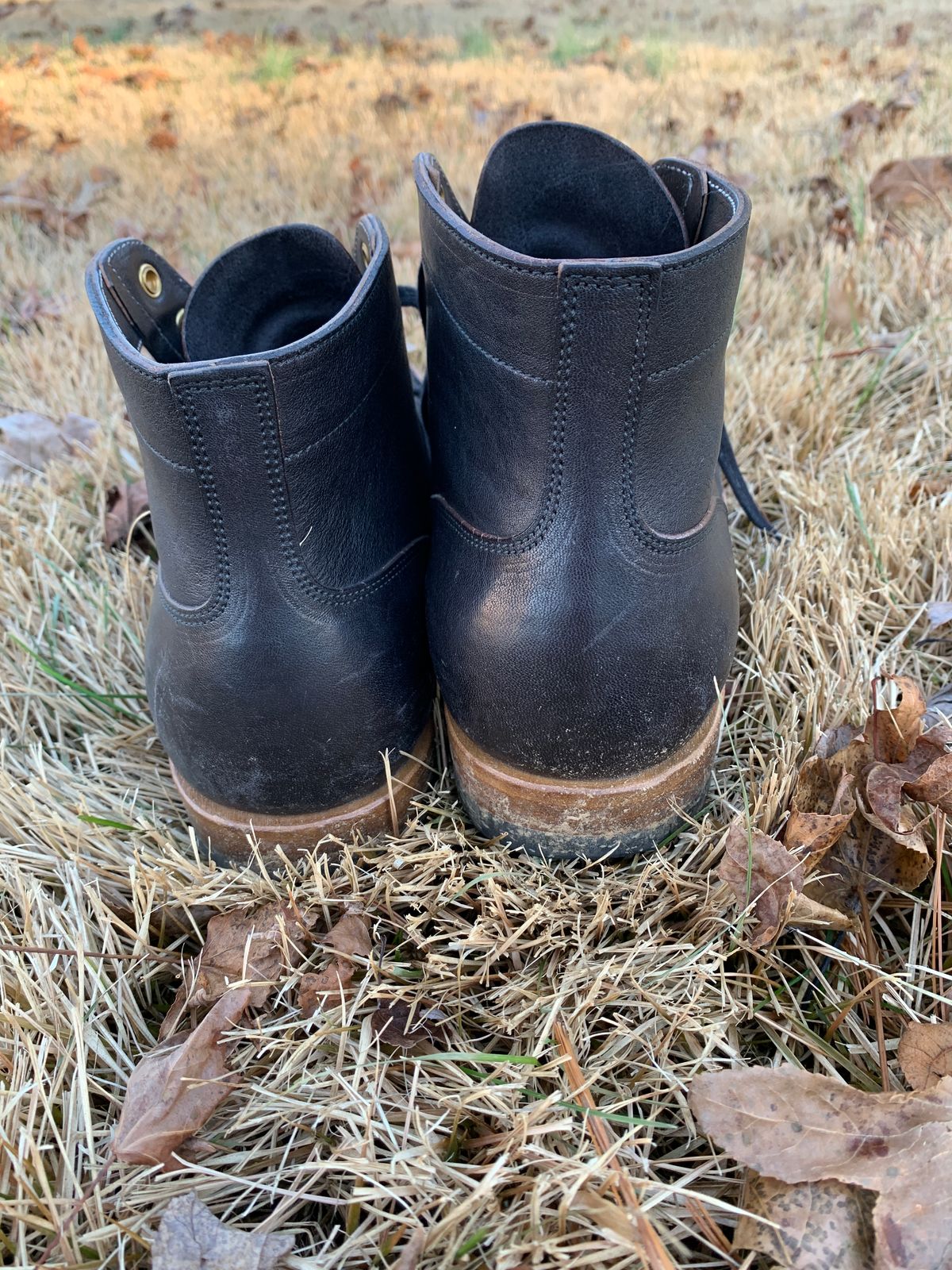 Photo by baltbootguy on January 1, 2023 of the Iron Boots Unlisted Model in Maryam Black Hand-Dyed Horsehide.