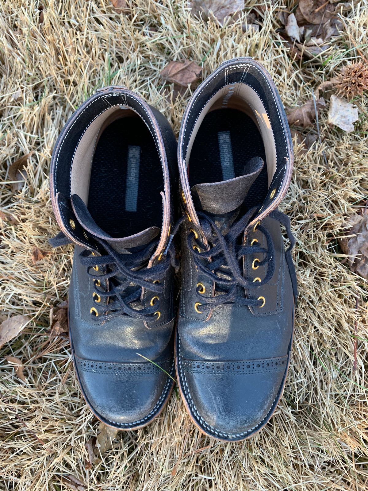 Photo by baltbootguy on January 1, 2023 of the Iron Boots Unlisted Model in Maryam Black Hand-Dyed Horsehide.