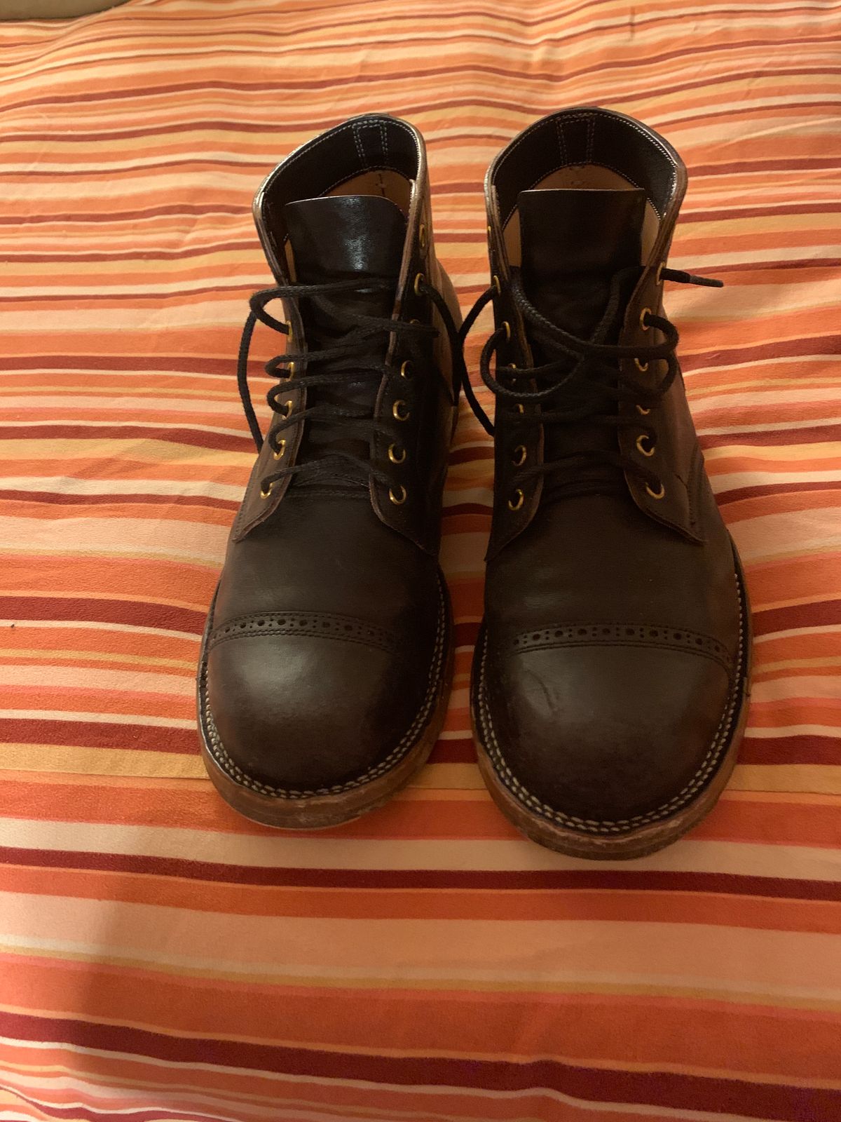 Photo by baltbootguy on March 3, 2023 of the Iron Boots Unlisted Model in Maryam Black Hand-Dyed Horsehide.