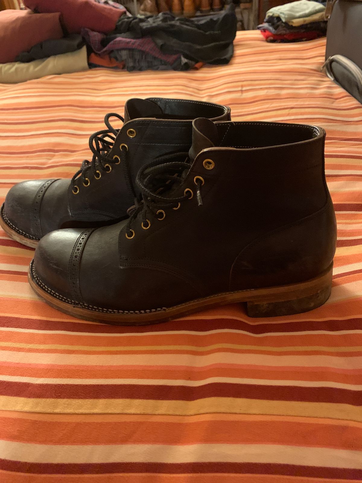 Photo by baltbootguy on March 3, 2023 of the Iron Boots Unlisted Model in Maryam Black Hand-Dyed Horsehide.