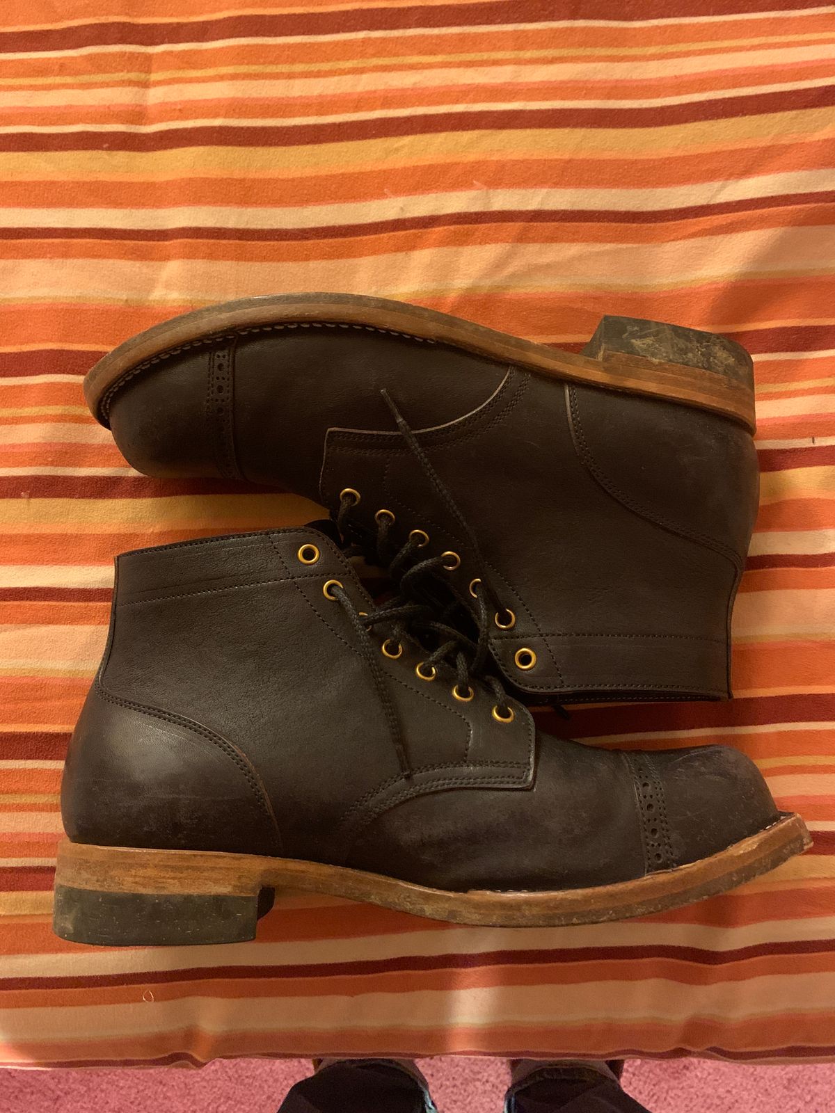 Photo by baltbootguy on March 3, 2023 of the Iron Boots Unlisted Model in Maryam Black Hand-Dyed Horsehide.