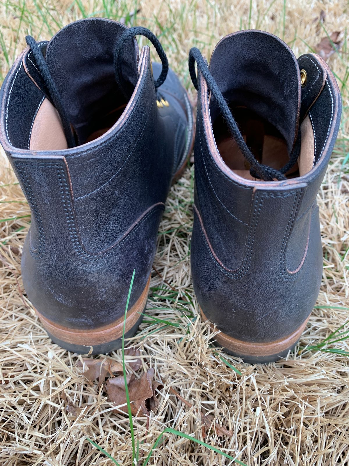 Photo by baltbootguy on April 1, 2023 of the Iron Boots Unlisted Model in Maryam Black Hand-Dyed Horsehide.