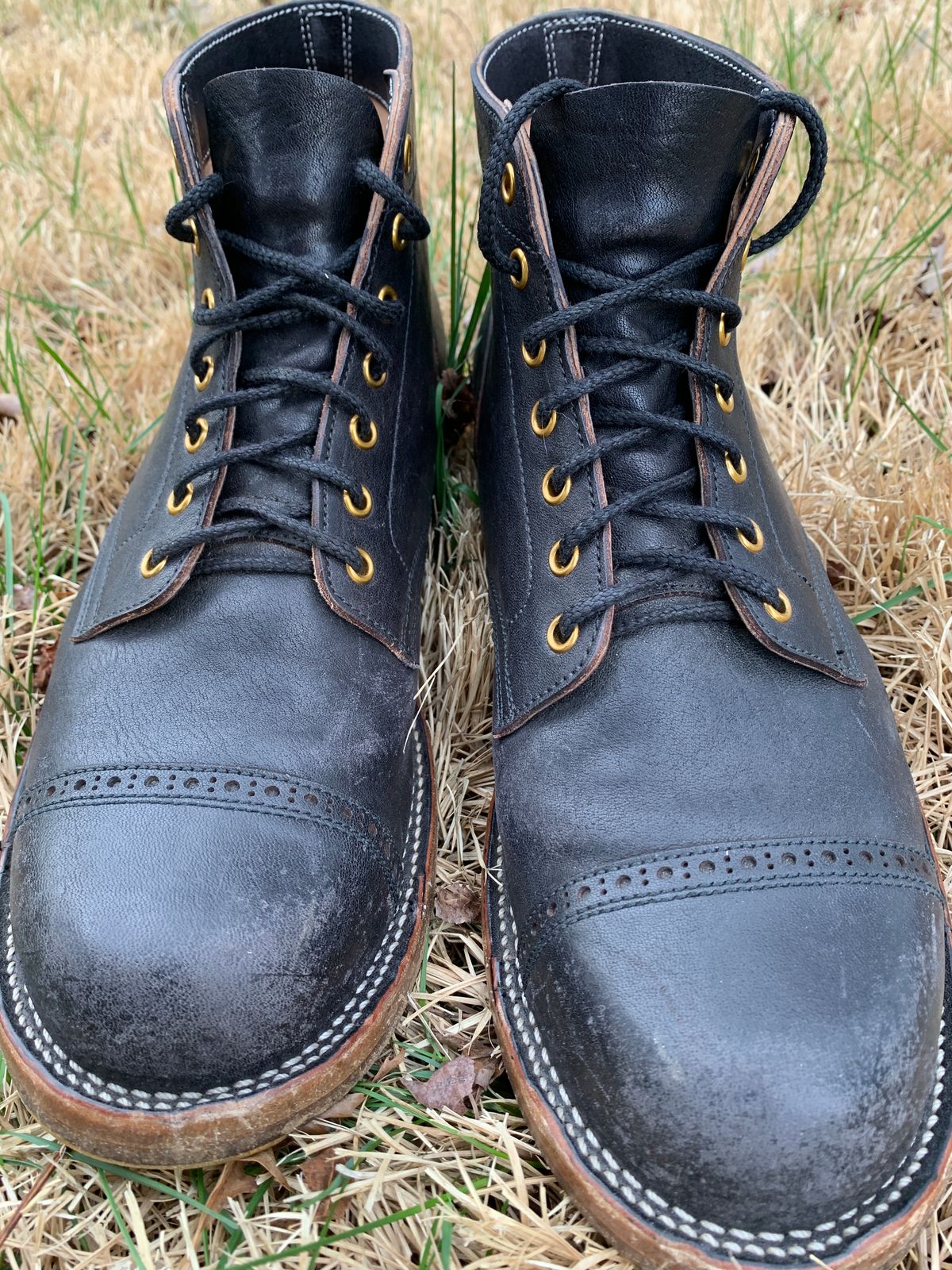 Photo by baltbootguy on April 1, 2023 of the Iron Boots Unlisted Model in Maryam Black Hand-Dyed Horsehide.