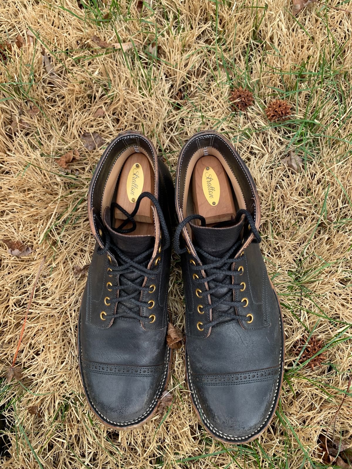 Photo by baltbootguy on April 1, 2023 of the Iron Boots Unlisted Model in Maryam Black Hand-Dyed Horsehide.