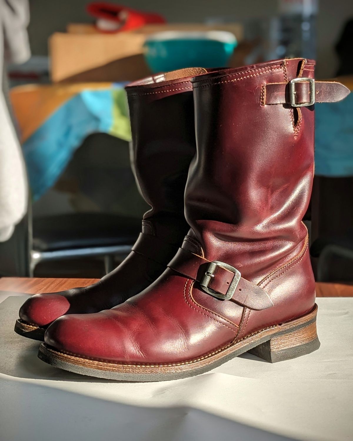 Photo by Rieslingspaschteit on December 3, 2023 of the Sendra Engineer Boot 18345 in Horween Color 8 Chromexcel.