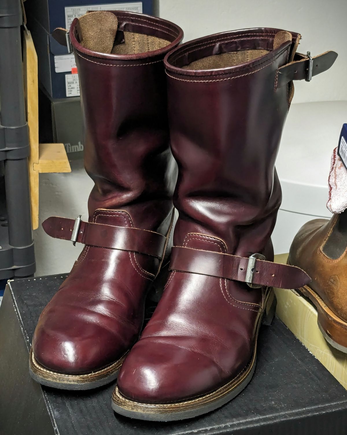 Photo by Rieslingspaschteit on December 14, 2023 of the Sendra Engineer Boot 18345 in Horween Color 8 Chromexcel.