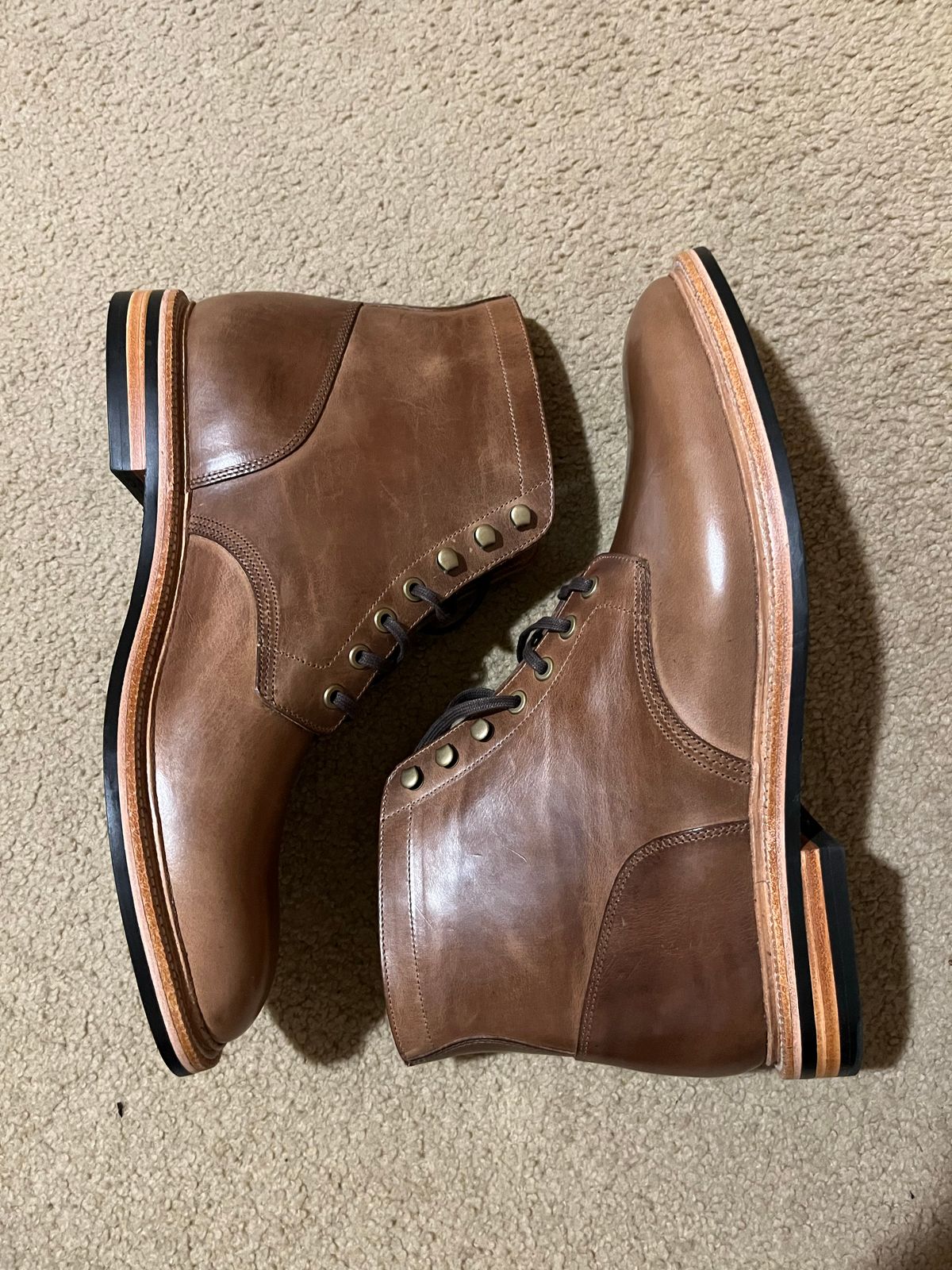 Photo by manthisis on November 3, 2022 of the Grant Stone Diesel Boot in Horween Dune Chromexcel.