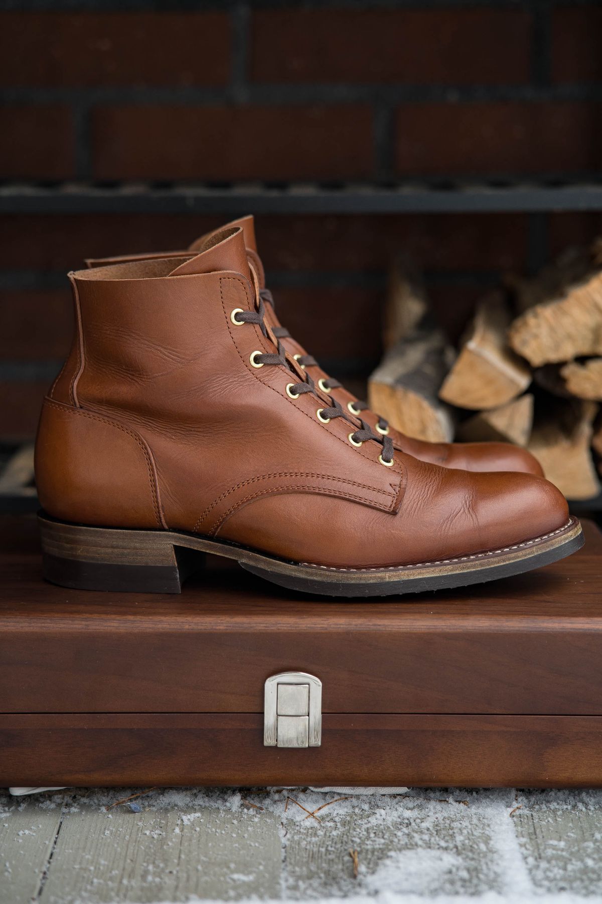 Photo by shoegazing on January 2, 2024 of the Jack & White Brothers Letterman ZERO in Badalassi Carlo Cognac Minerva.