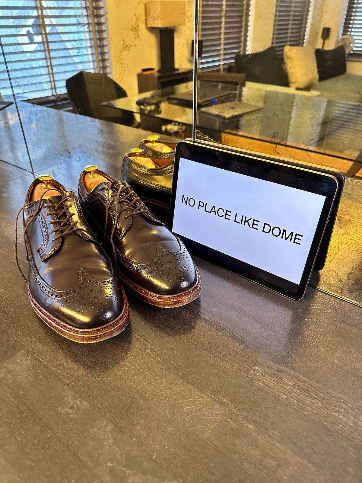 Photo by full_brogue on November 5, 2022 of the Alden Long Wing Blucher in Horween Color 8 Shell Cordovan.