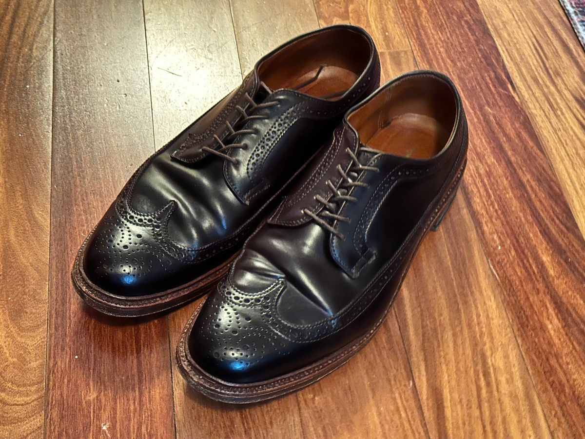 Photo by full_brogue on December 4, 2022 of the Alden Long Wing Blucher in Horween Color 8 Shell Cordovan.
