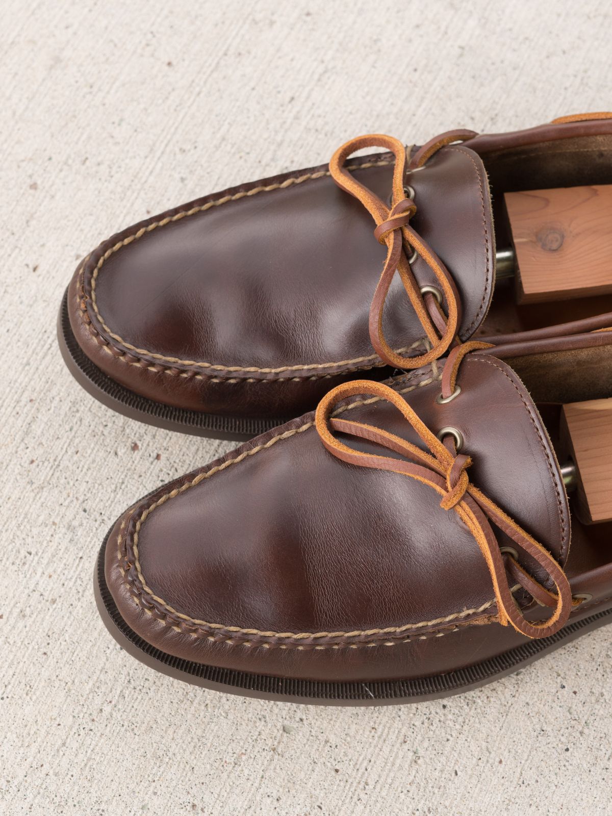 Photo by J_L on August 18, 2024 of the Rancourt & Co. Gilman Camp Moc in Horween Carolina Brown Chromexcel.