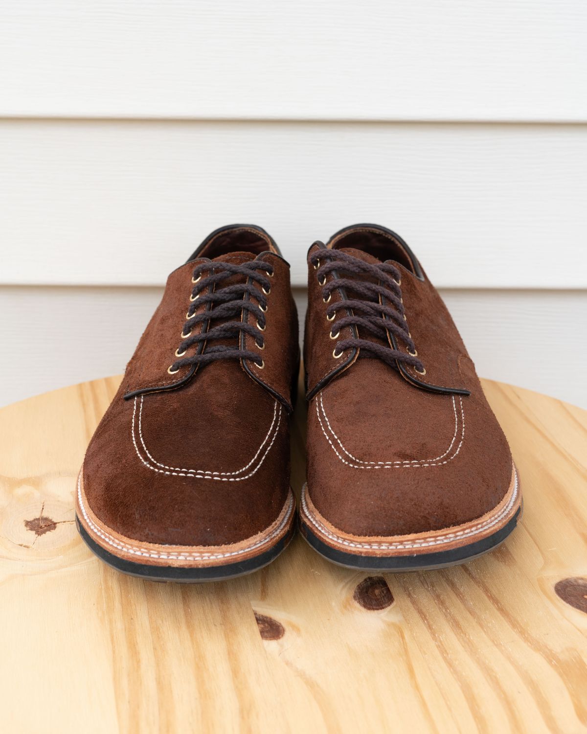 Photo by J_L on June 1, 2024 of the Alden Indy Shoe in Horween Tobacco Chamois Roughout.