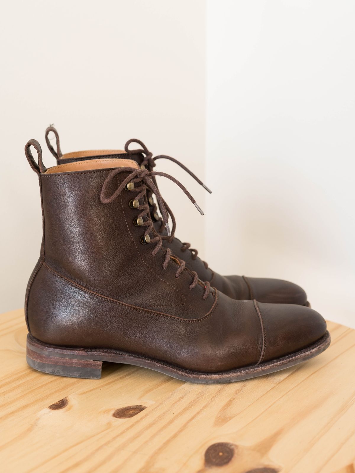 Photo by J_L on March 4, 2024 of the Meermin Balmoral Boot in D’Annonay Dark Brown Softcalf.