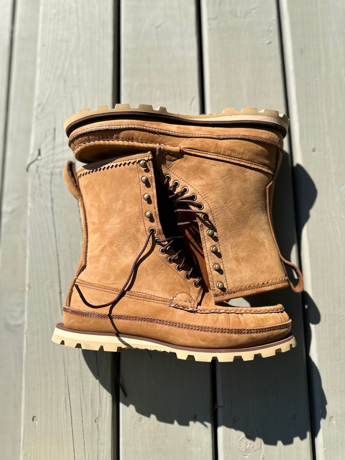 Photo by thechadthetnbootguy on November 9, 2023 of the Russell Moccasin Co. South 40 Birdshooter in Pecos Gaucho Chamois.