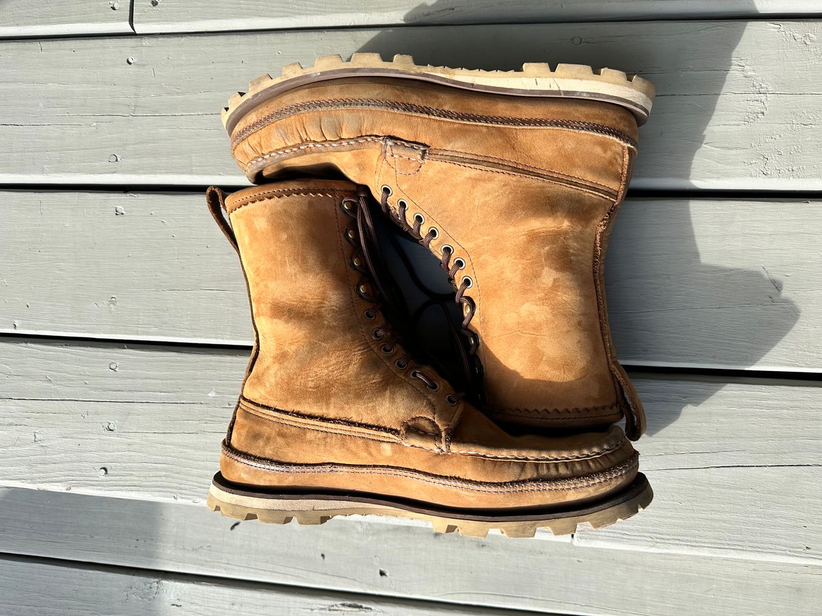Photo by thechadthetnbootguy on December 6, 2023 of the Russell Moccasin Co. South 40 Birdshooter in Pecos Gaucho Chamois.