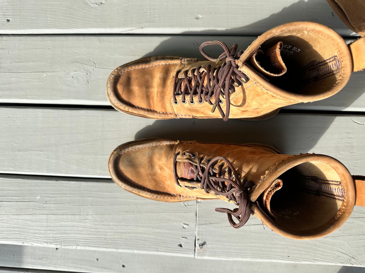 Photo by thechadthetnbootguy on December 6, 2023 of the Russell Moccasin Co. South 40 Birdshooter in Pecos Gaucho Chamois.