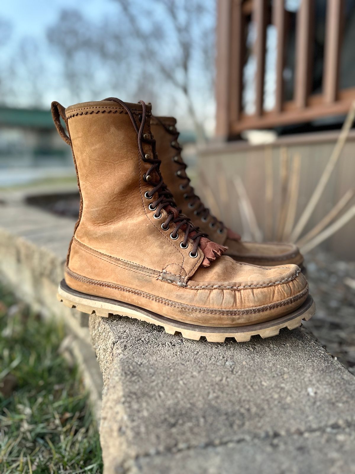 Photo by thechadthetnbootguy on February 6, 2024 of the Russell Moccasin Co. South 40 Birdshooter in Pecos Gaucho Chamois.