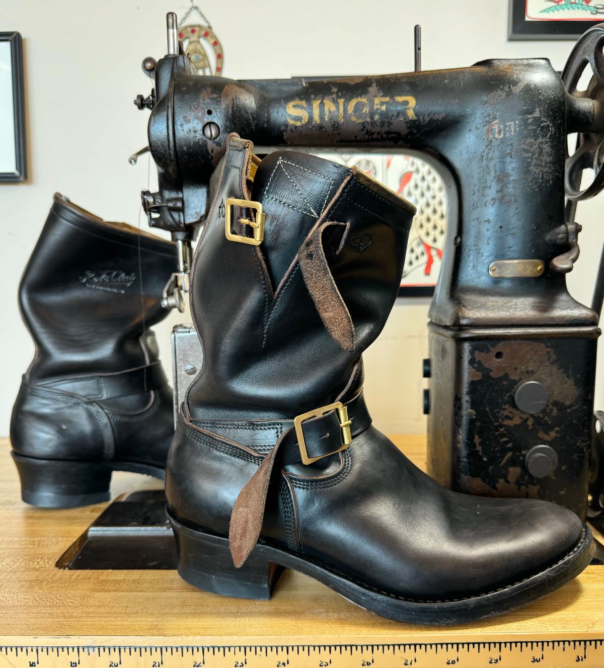 Photo by PatinaTechnodrome on January 5, 2024 of the Role Club Engineer Boots in Horween Black Chromexcel Horsehide.