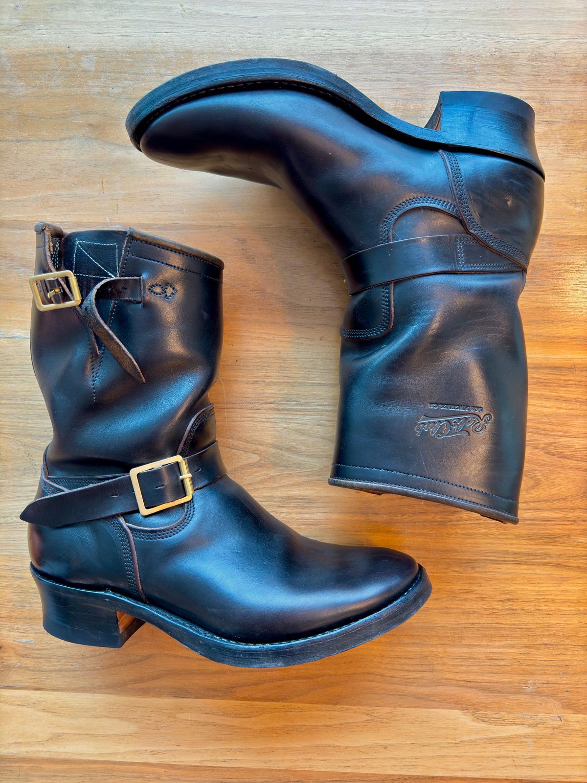 Photo by PatinaTechnodrome on February 6, 2024 of the Role Club Engineer Boots in Horween Black Chromexcel Horsehide.