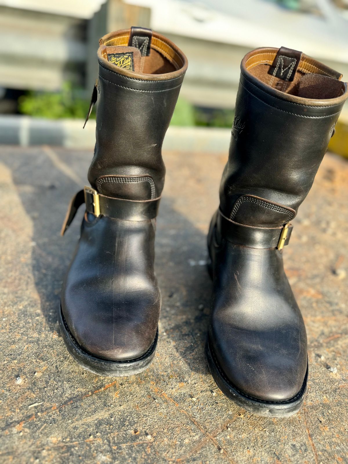 Photo by PatinaTechnodrome on March 6, 2024 of the Role Club Engineer Boots in Horween Black Chromexcel Horsehide.