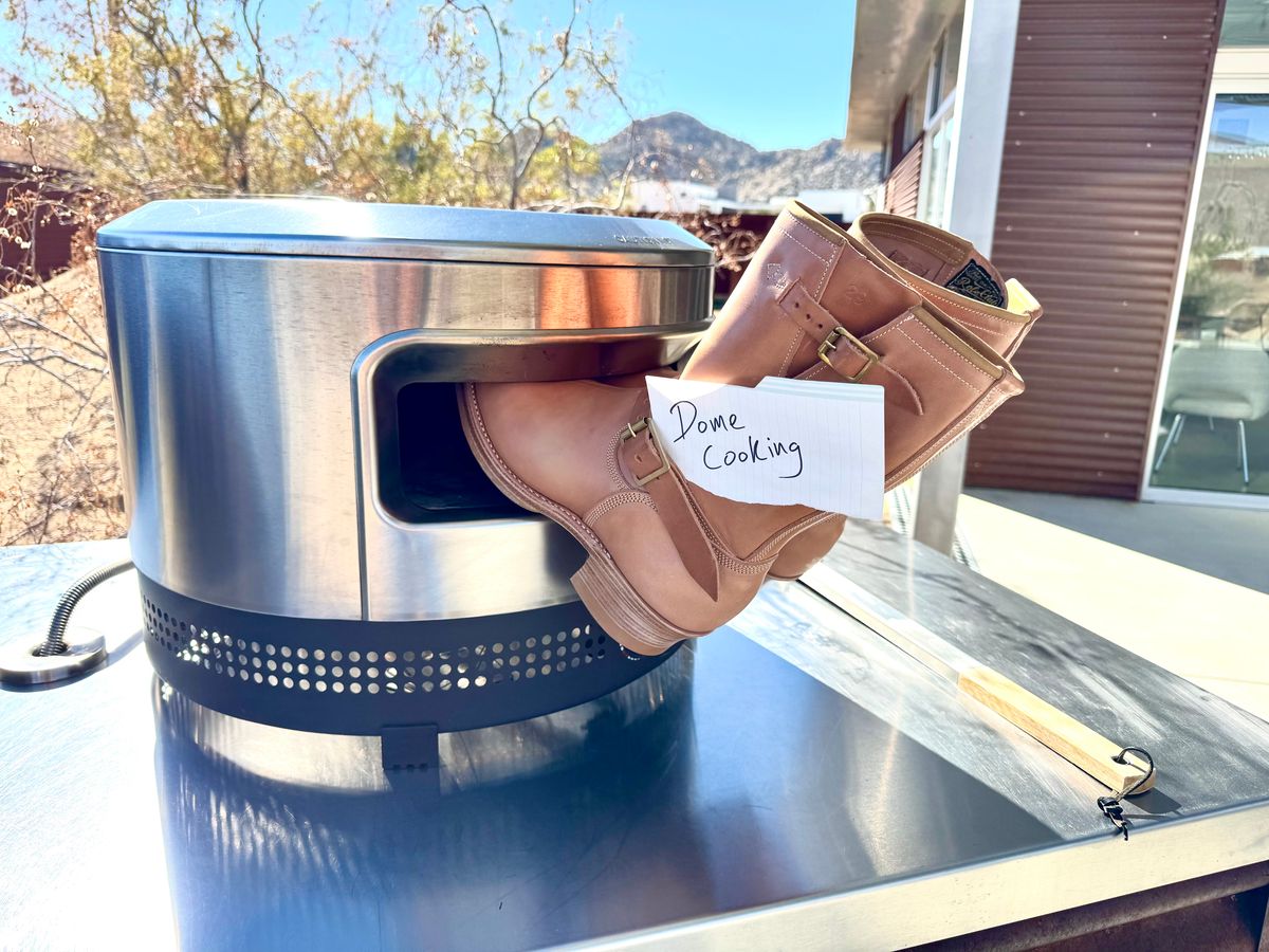 Photo by PatinaTechnodrome on November 1, 2025 of the Role Club Engineer Boots in Natural Italian Horsehide.