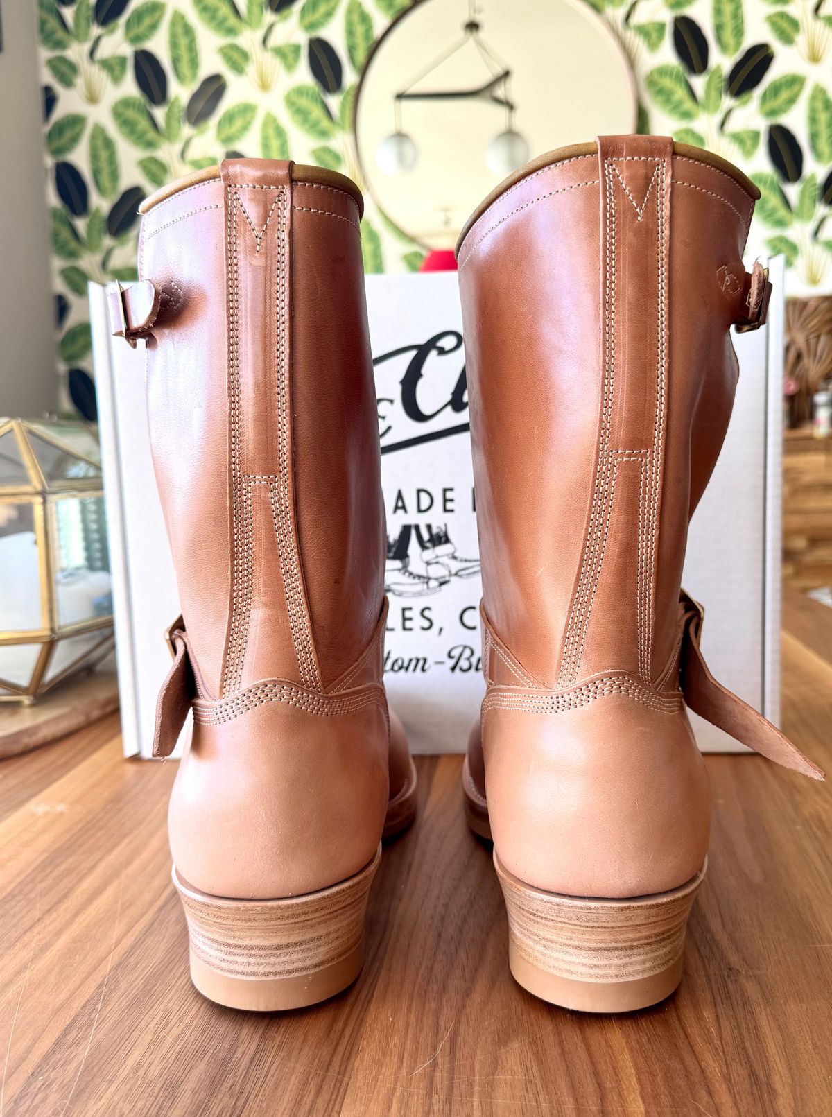 Photo by PatinaTechnodrome on October 16, 2025 of the Role Club Engineer Boots in Natural Italian Horsehide.