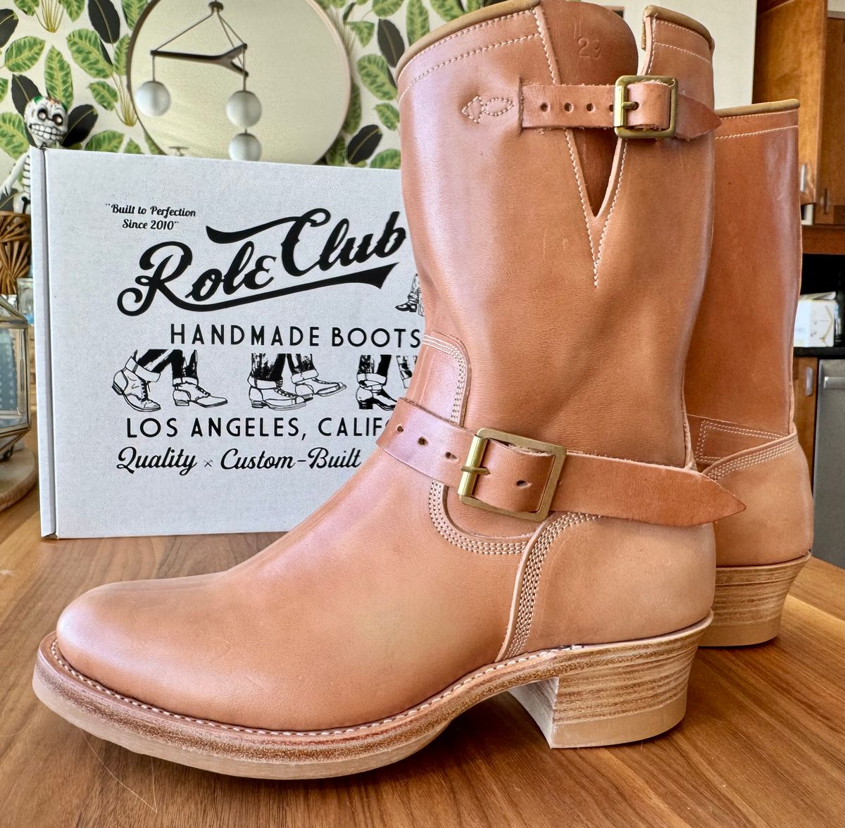 Photo by PatinaTechnodrome on October 16, 2025 of the Role Club Engineer Boots in Natural Italian Horsehide.