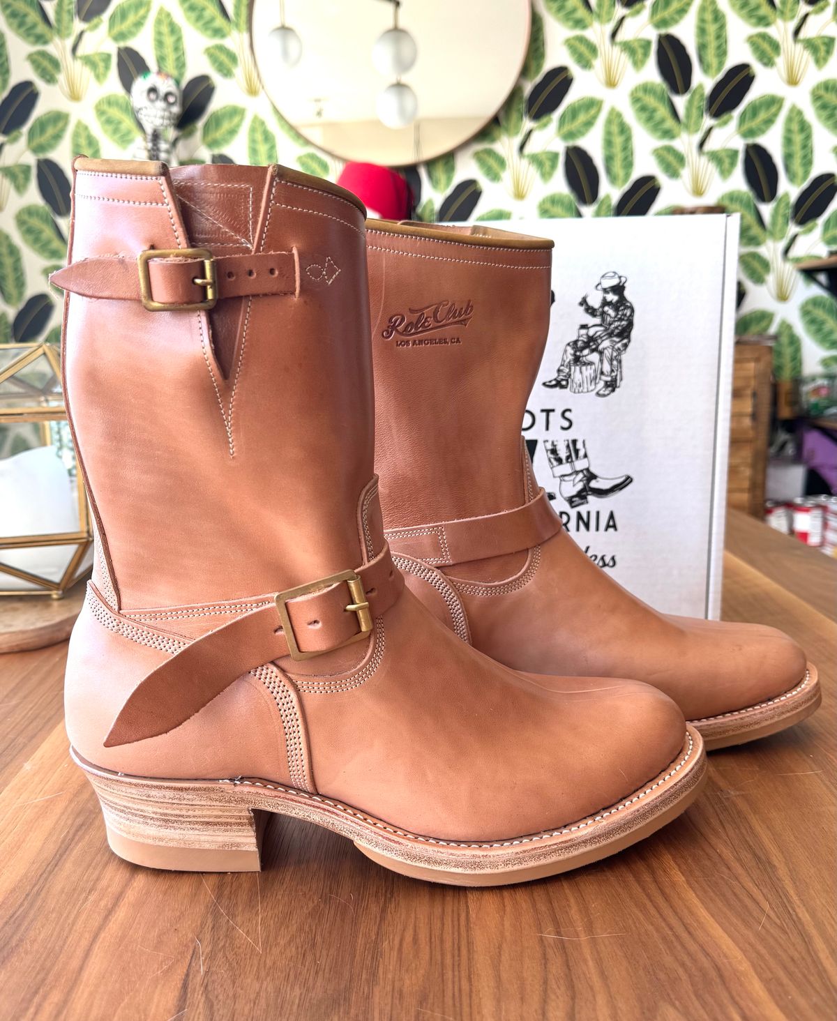 Photo by PatinaTechnodrome on October 16, 2025 of the Role Club Engineer Boots in Natural Italian Horsehide.