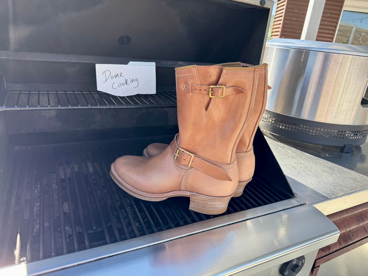 Photo by PatinaTechnodrome on November 1, 2025 of the Role Club Engineer Boots in Natural Italian Horsehide.