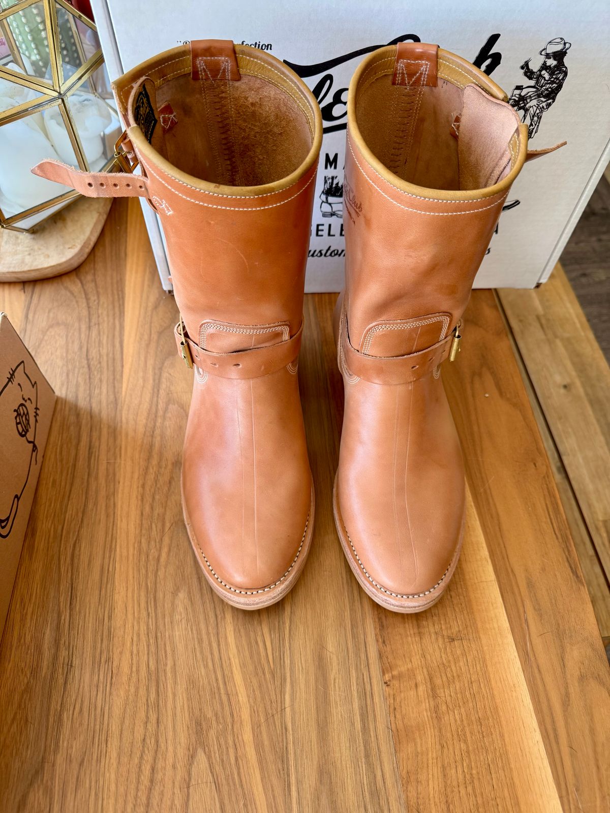 Photo by PatinaTechnodrome on November 3, 2025 of the Role Club Engineer Boots in Natural Italian Horsehide.