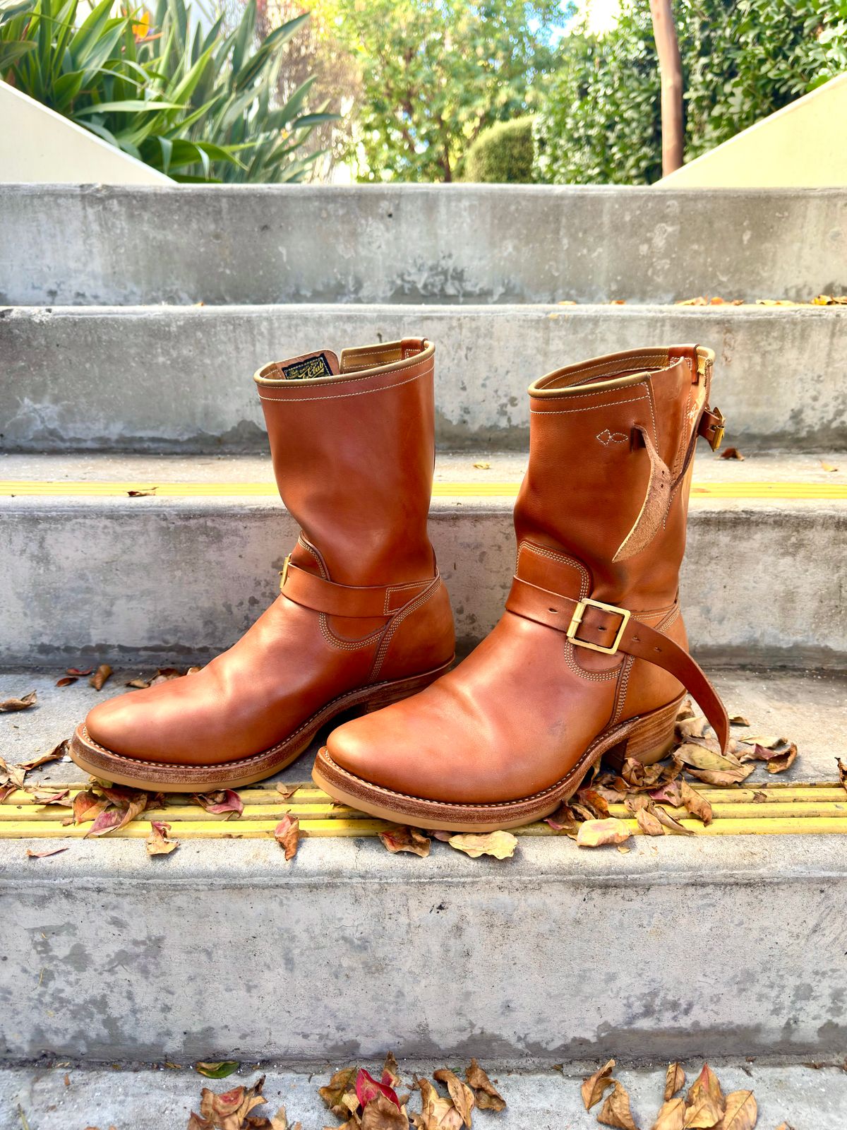 Photo by PatinaTechnodrome on December 4, 2025 of the Role Club Engineer Boots in Natural Italian Horsehide.