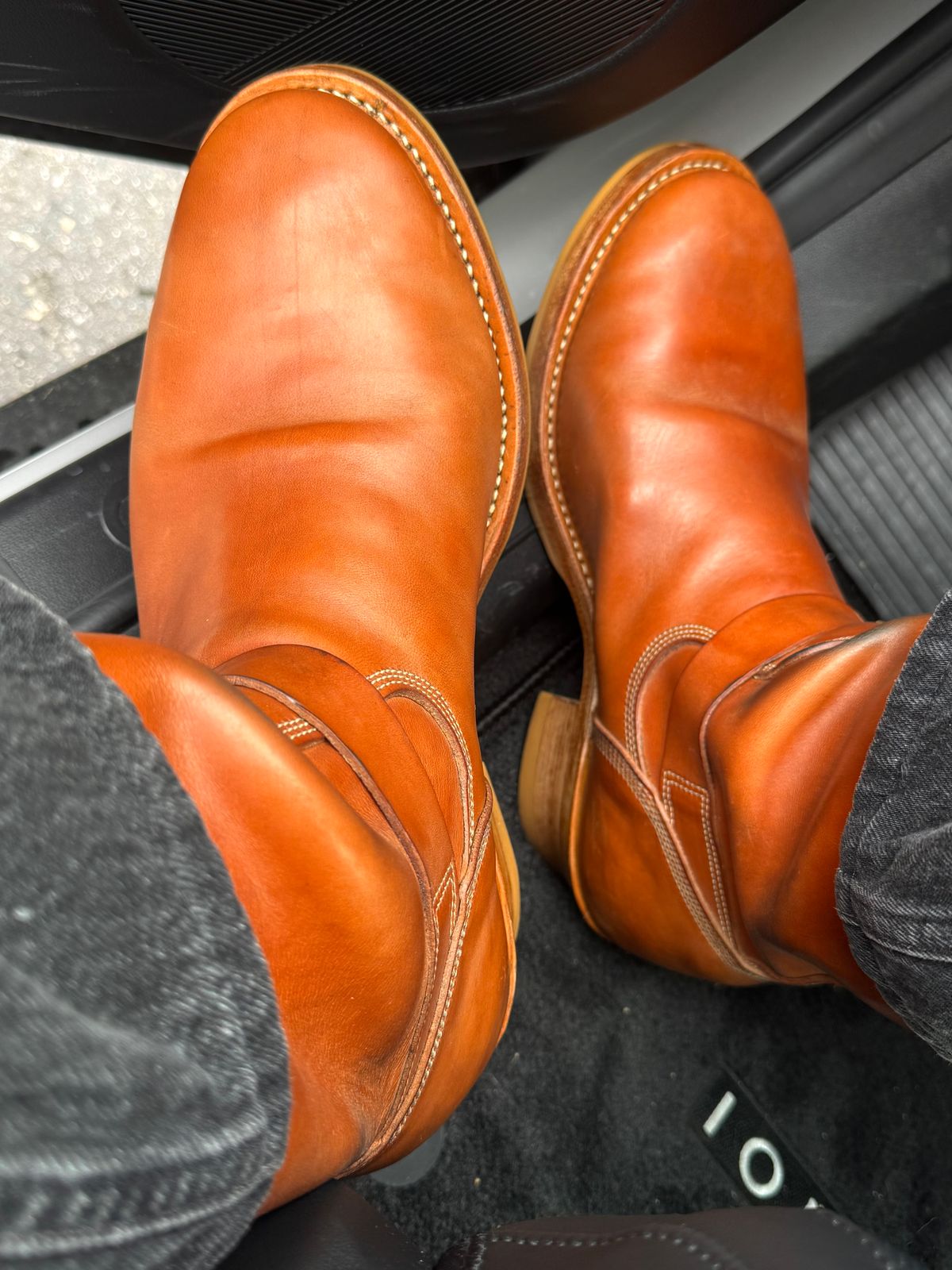 Photo by PatinaTechnodrome on January 4, 2026 of the Role Club Engineer Boots in Natural Italian Horsehide.