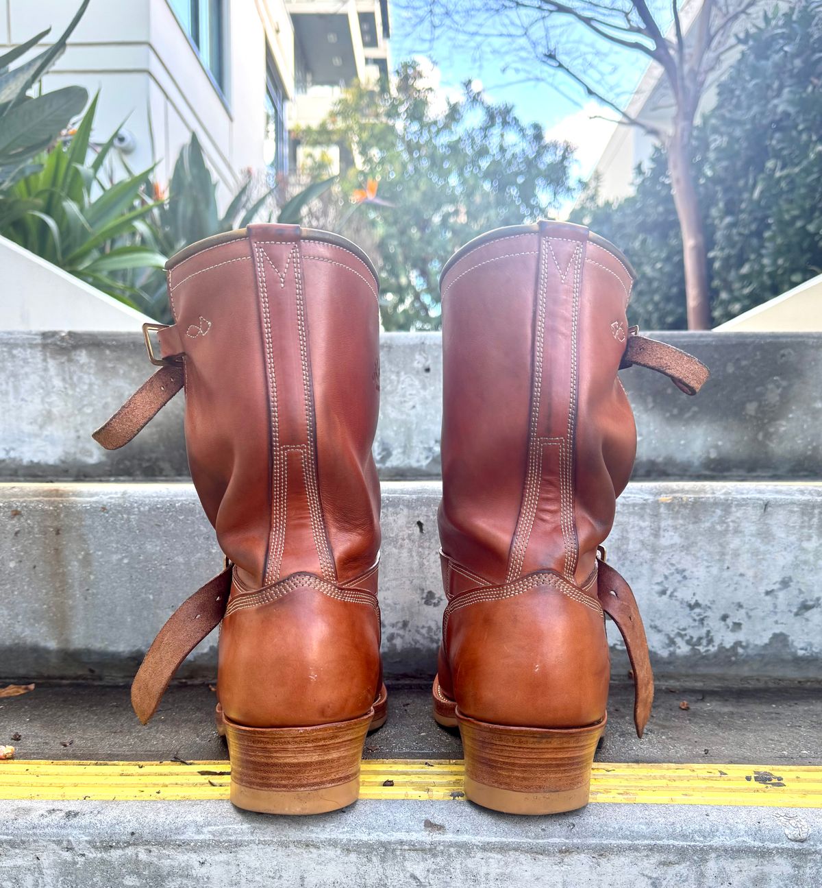 Photo by PatinaTechnodrome on January 4, 2026 of the Role Club Engineer Boots in Natural Italian Horsehide.