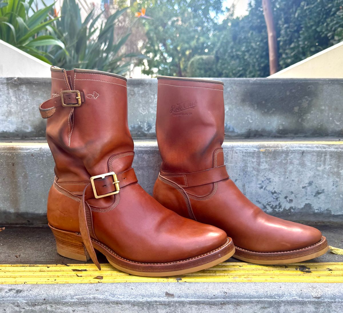 Photo by PatinaTechnodrome on January 4, 2026 of the Role Club Engineer Boots in Natural Italian Horsehide.