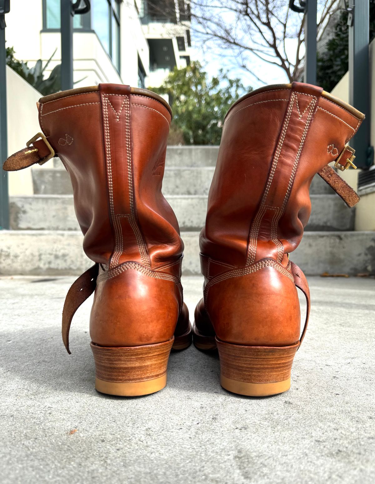 Photo by PatinaTechnodrome on February 5, 2026 of the Role Club Engineer Boots in Natural Italian Horsehide.