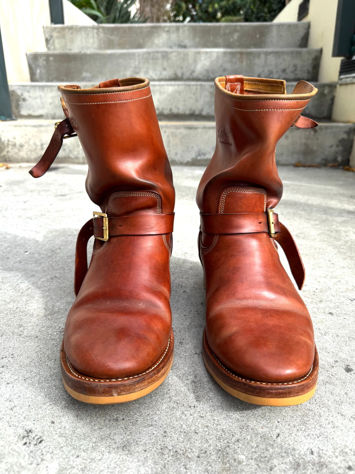 Photo by PatinaTechnodrome on February 5, 2026 of the Role Club Engineer Boots in Natural Italian Horsehide.
