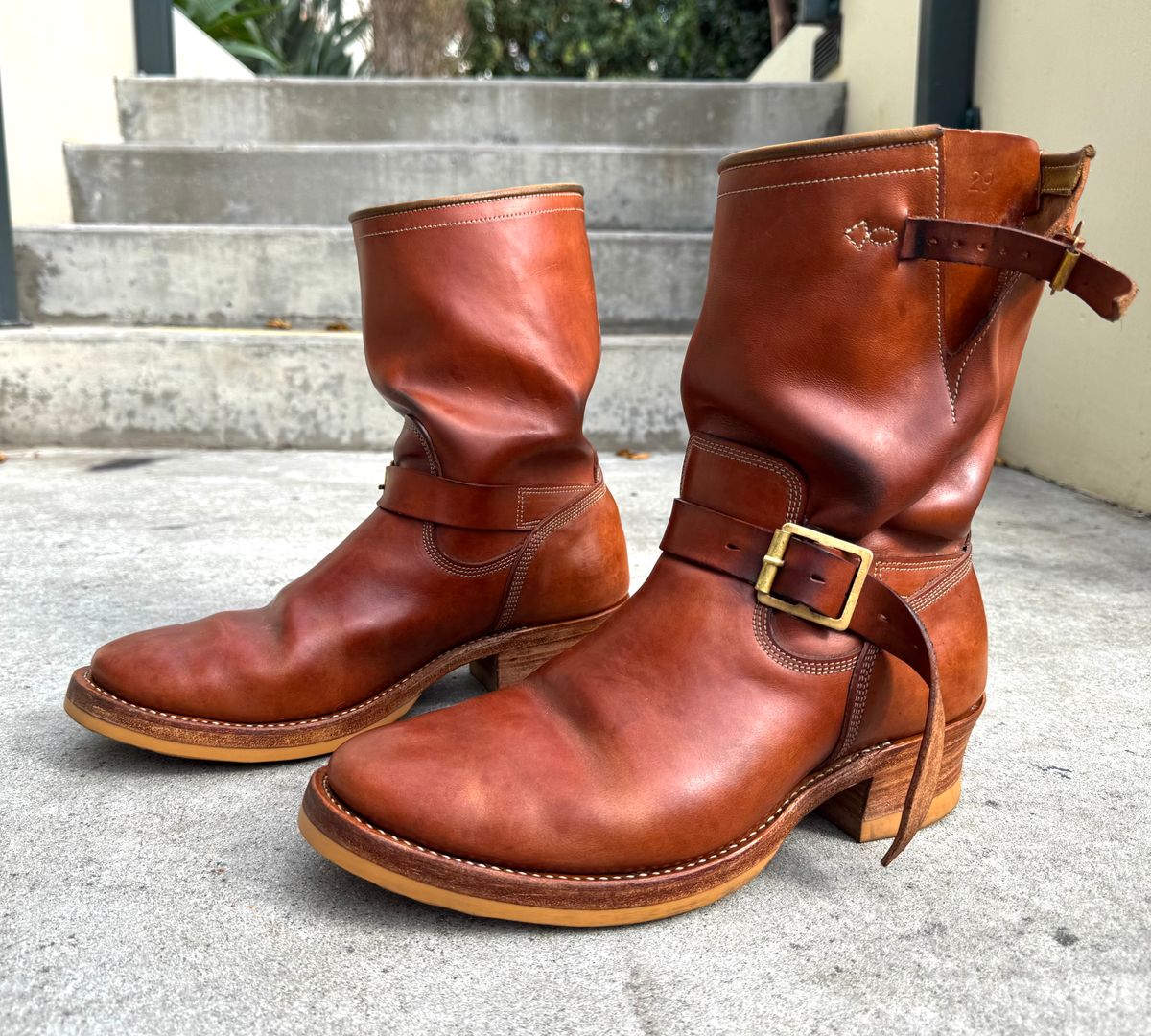 Photo by PatinaTechnodrome on February 5, 2026 of the Role Club Engineer Boots in Natural Italian Horsehide.