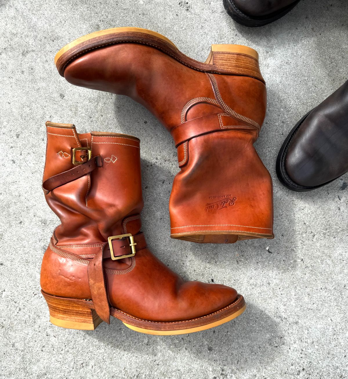 Photo by PatinaTechnodrome on February 5, 2026 of the Role Club Engineer Boots in Natural Italian Horsehide.