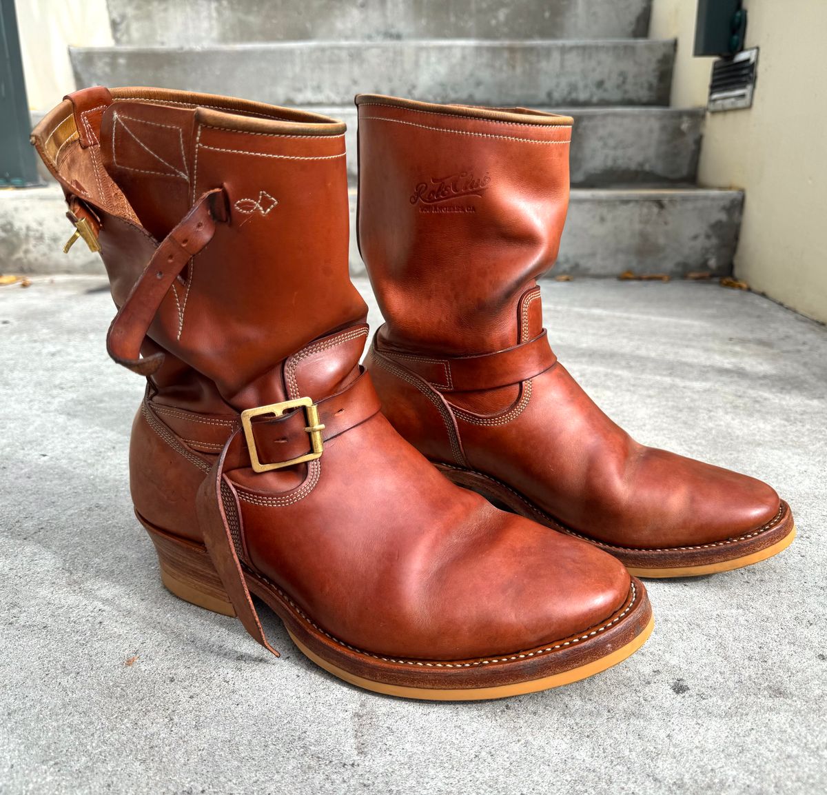Photo by PatinaTechnodrome on February 5, 2026 of the Role Club Engineer Boots in Natural Italian Horsehide.