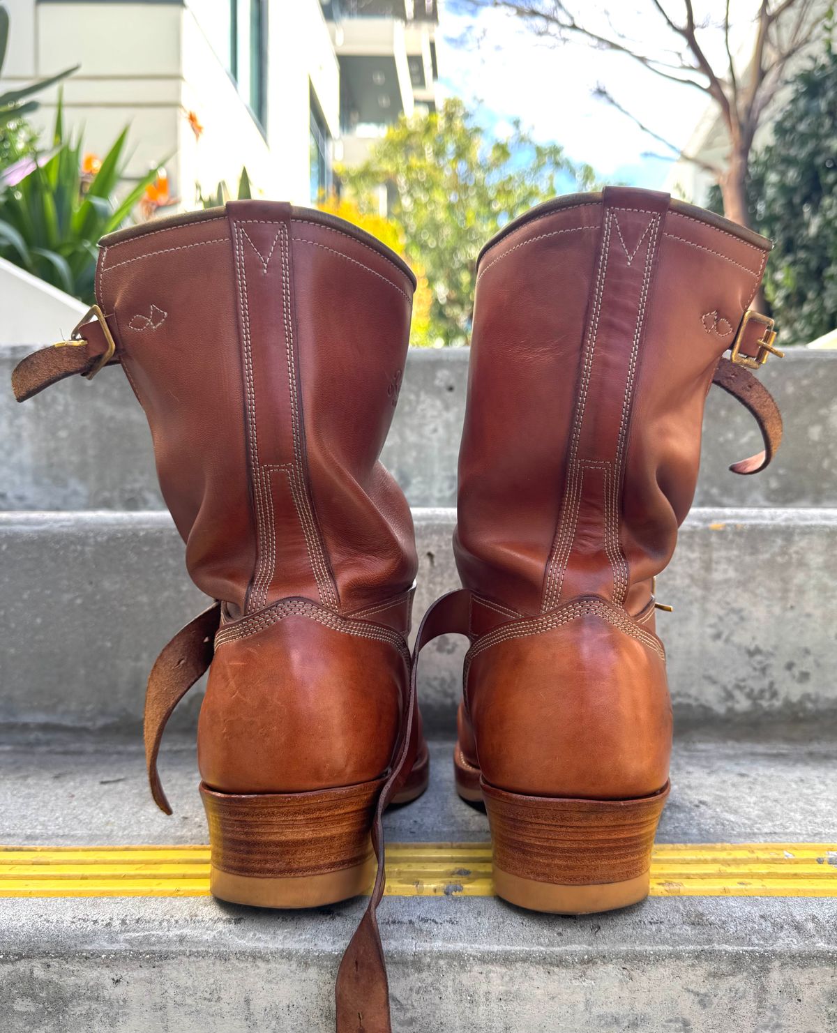 Photo by PatinaTechnodrome on March 5, 2026 of the Role Club Engineer Boots in Natural Italian Horsehide.