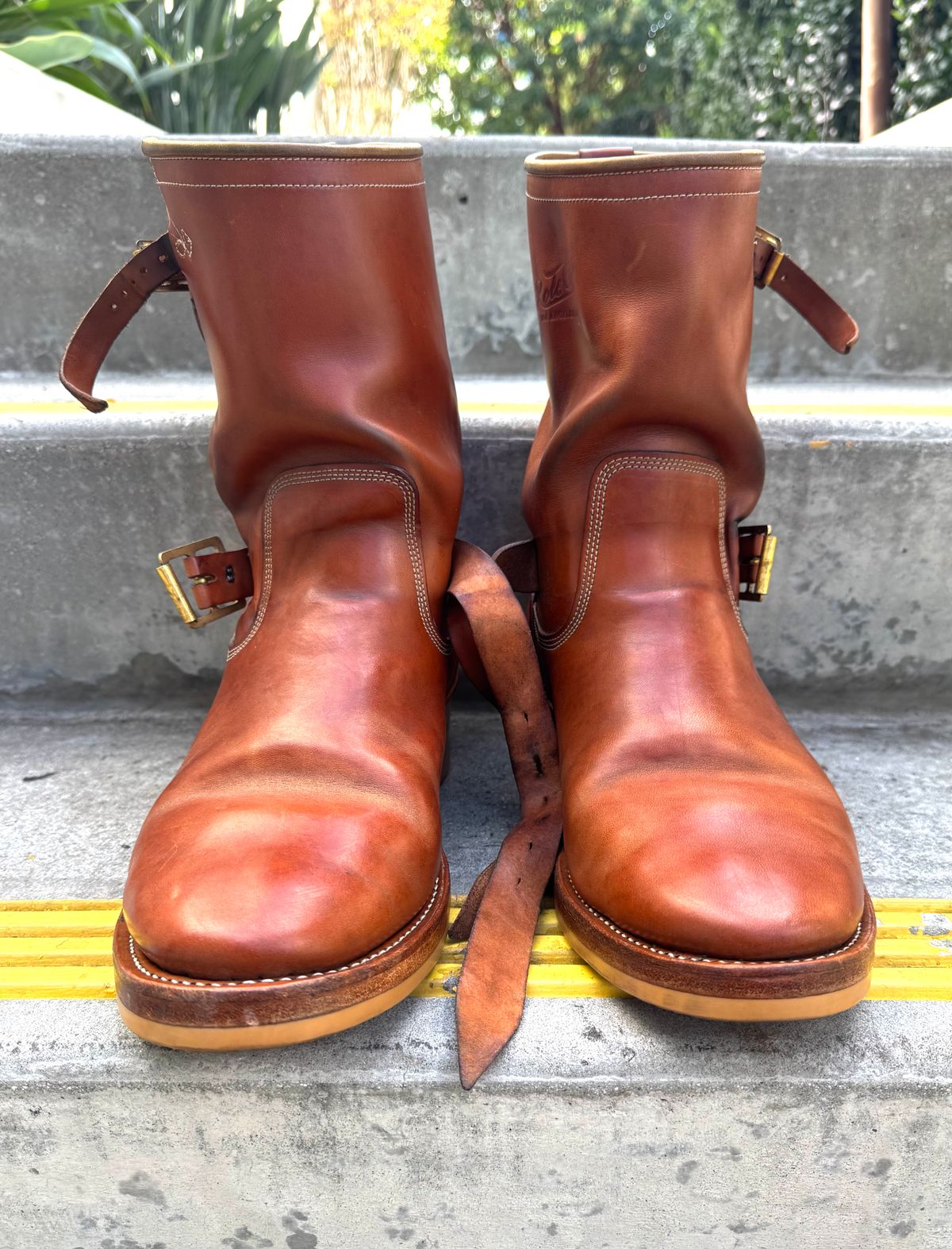 Photo by PatinaTechnodrome on March 5, 2026 of the Role Club Engineer Boots in Natural Italian Horsehide.
