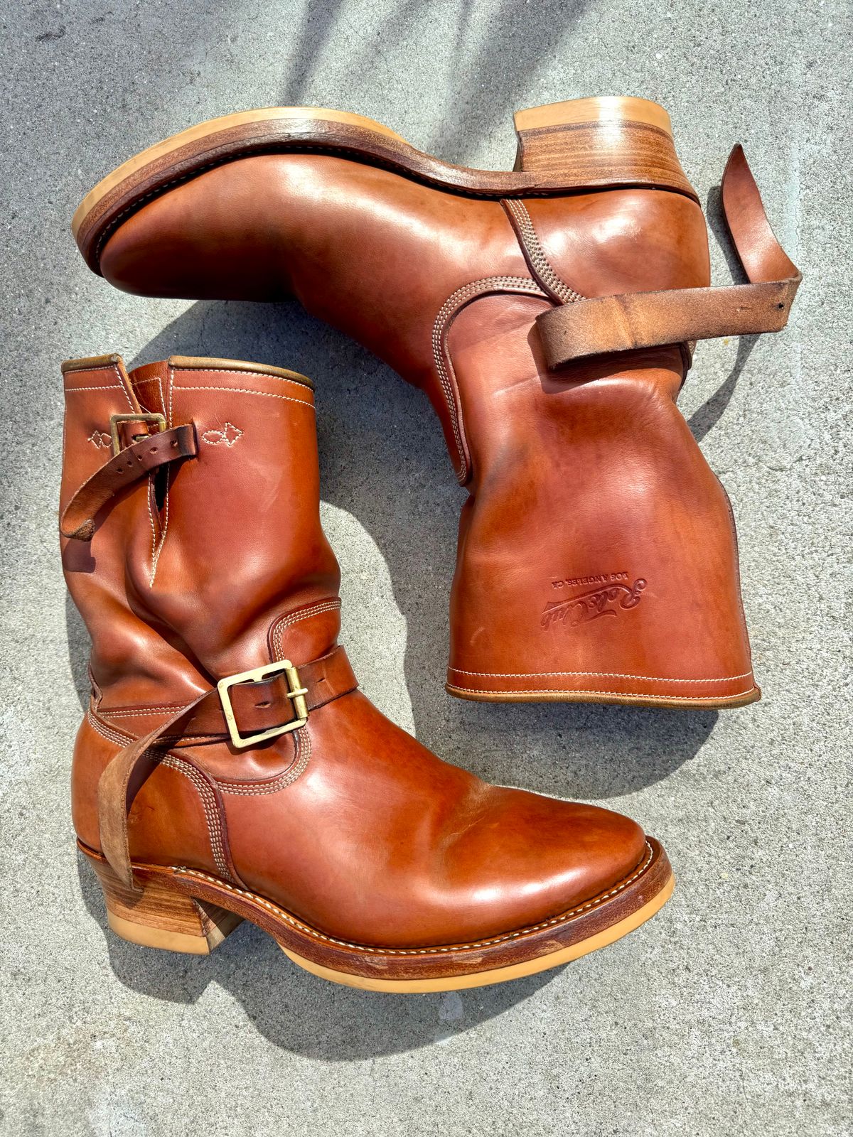 Photo by PatinaTechnodrome on March 5, 2026 of the Role Club Engineer Boots in Natural Italian Horsehide.