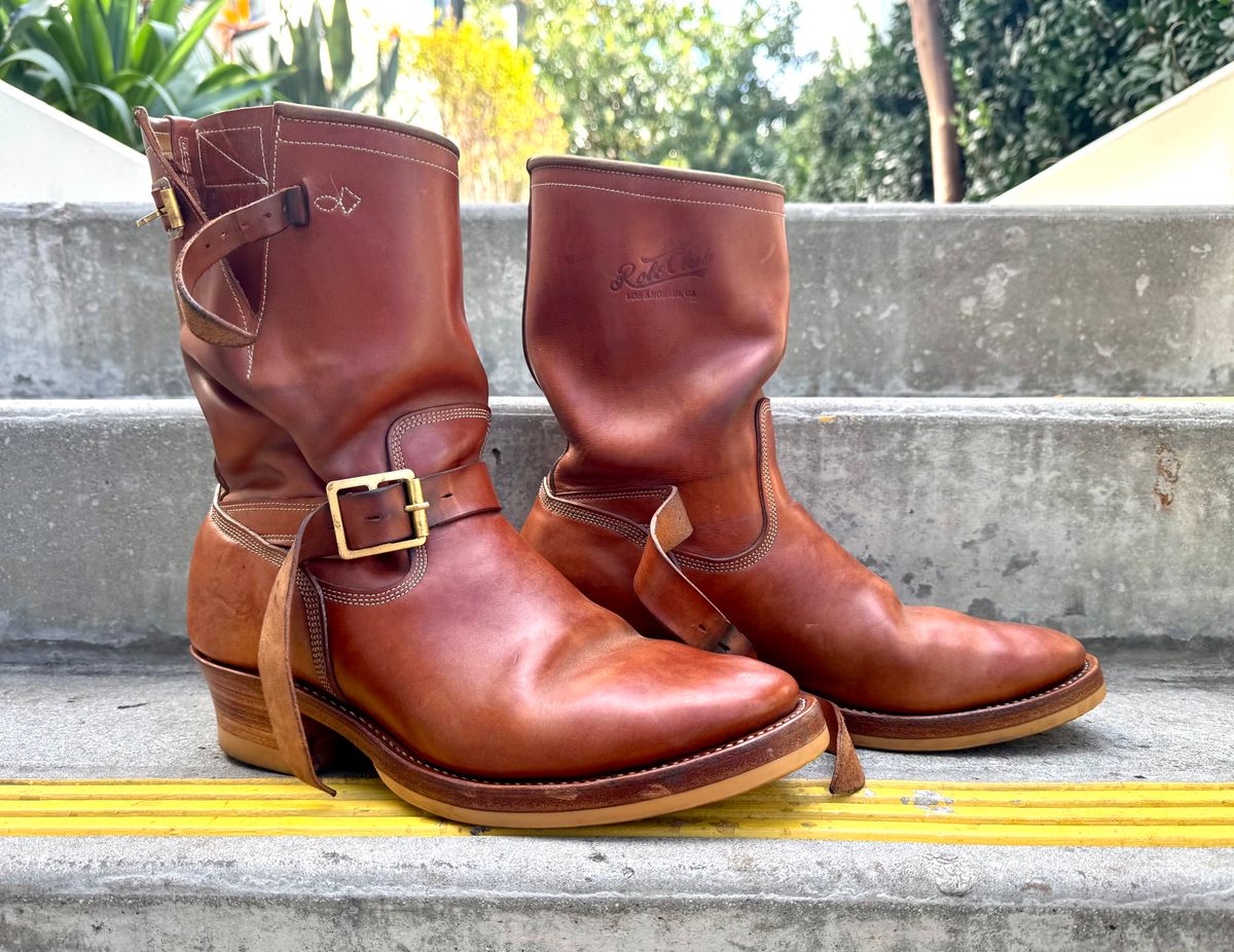 Photo by PatinaTechnodrome on March 5, 2026 of the Role Club Engineer Boots in Natural Italian Horsehide.